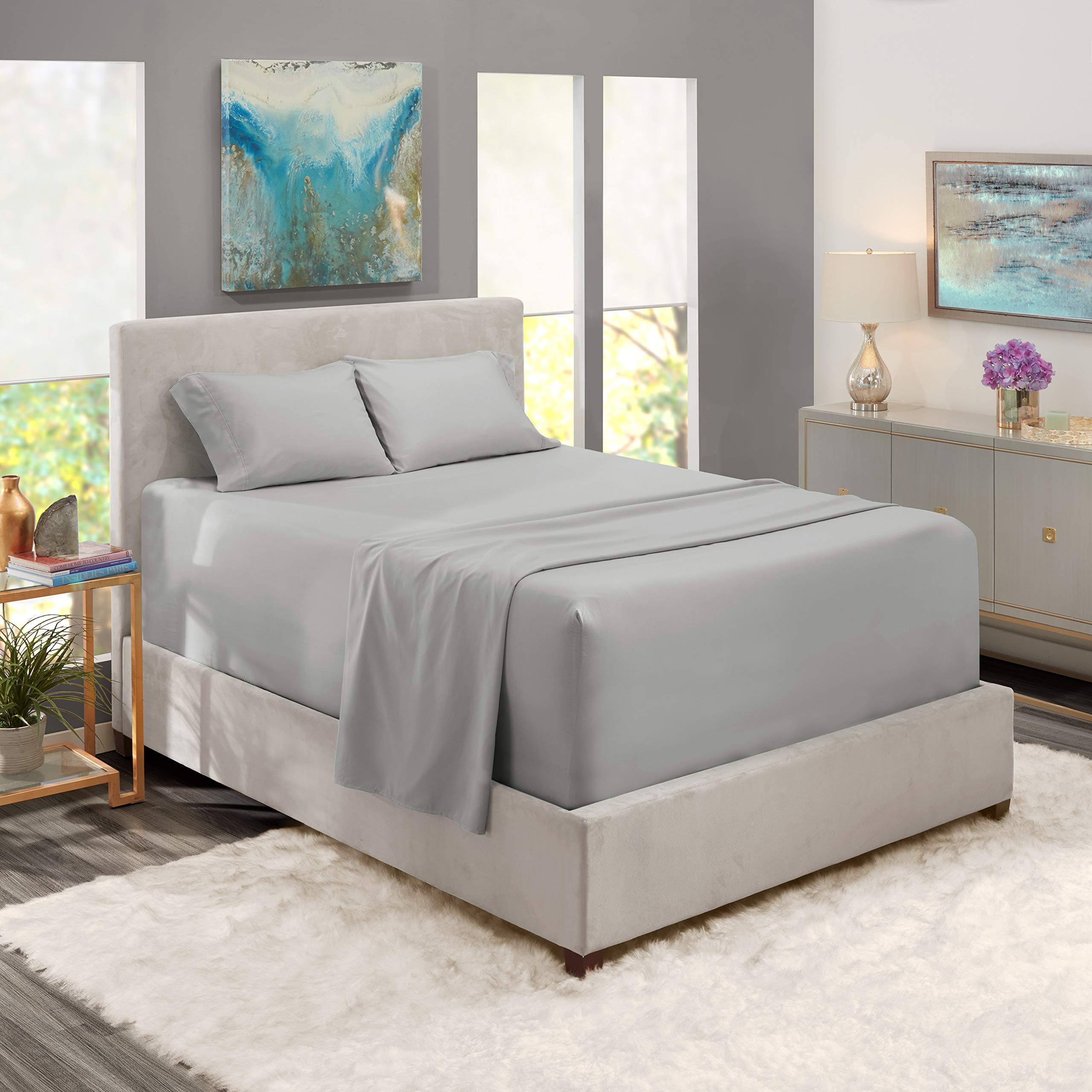 Luxury 800 Thread Count 100% Cotton 6-Piece Bed Sheet Set - Super Soft Sateen Weave Deep Pocket (15