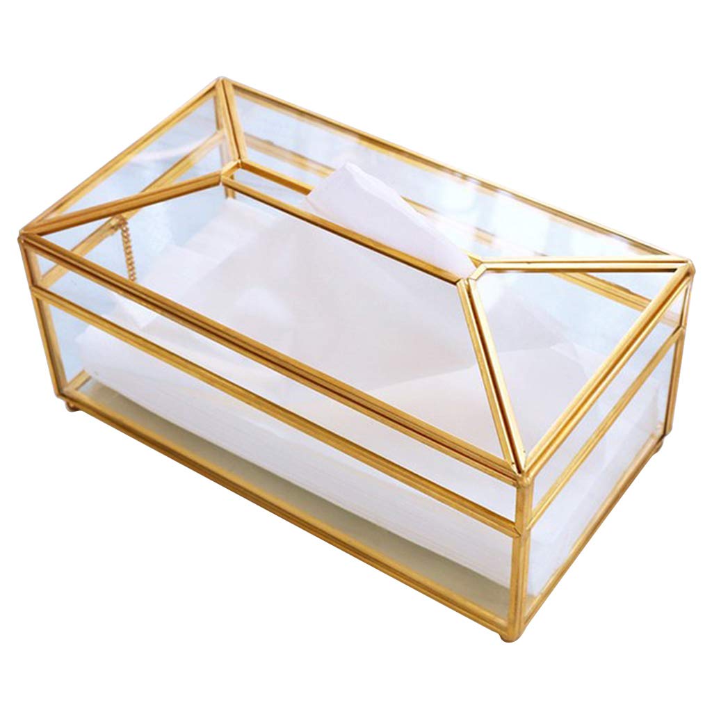 European Style Metal Mirror Tissue Box Holder - Geometric Towel & Napkin Container for Car & Home Decor - Perfect for Living Room, Bathroom & Office Organization