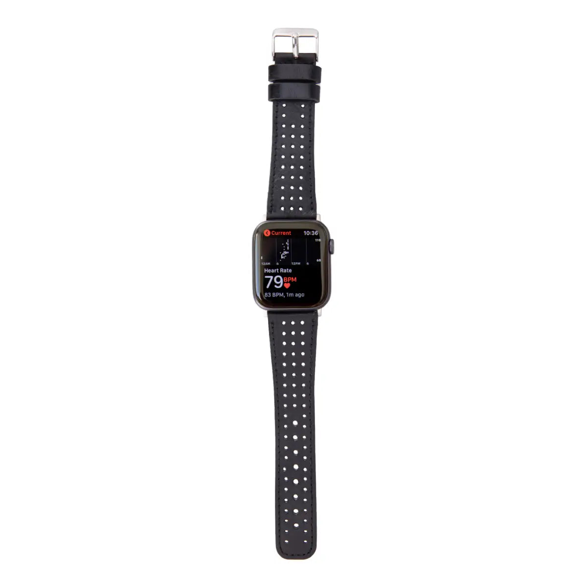 Premium Black Perforated Leather Apple Watch Band - Sporty & Breathable Strap for Workouts, Running & Everyday Wear