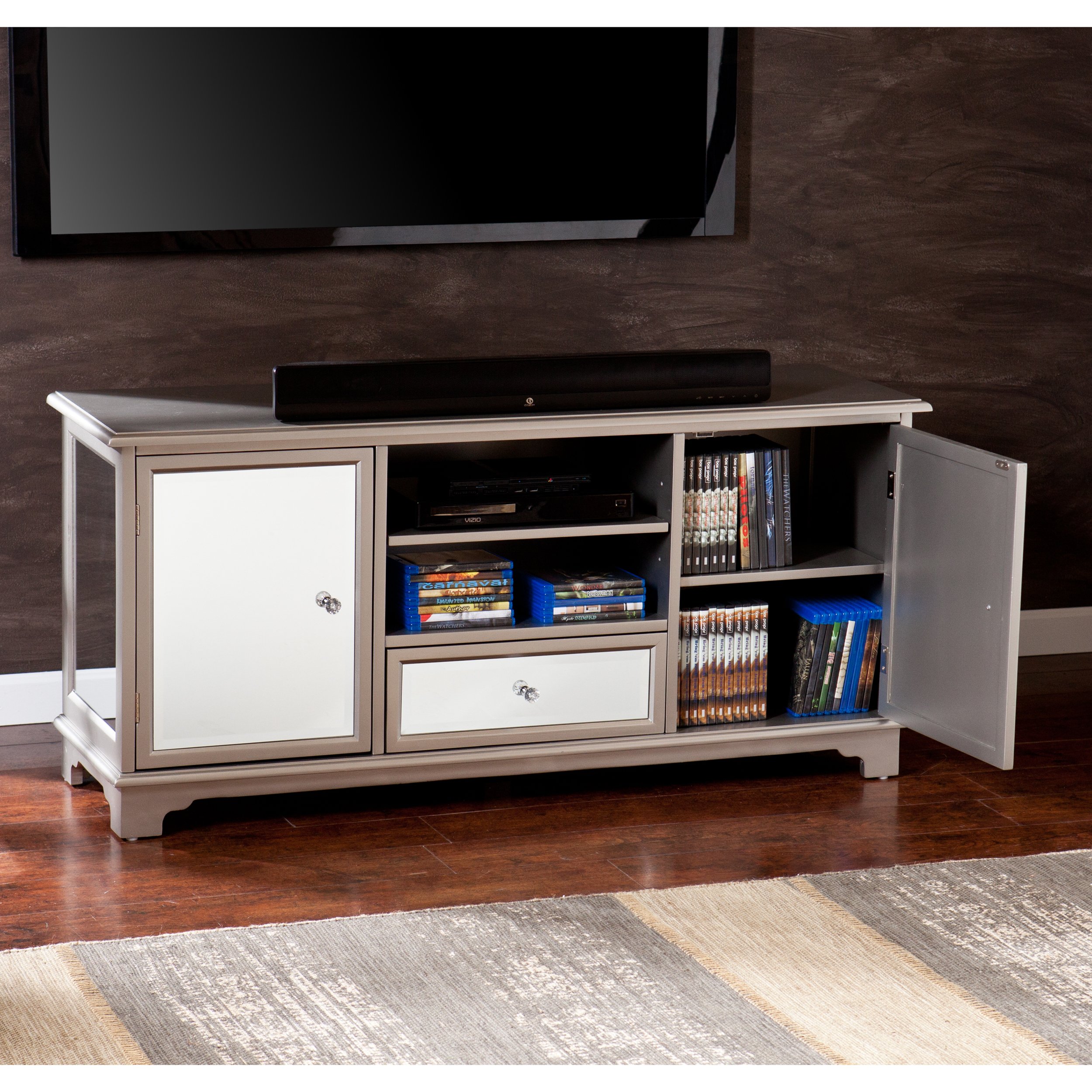 Mirage TV Stand with Storage - Modern Entertainment Center for Living Room, Bedroom - Holds TV, Media, Gaming Consoles & Accessories