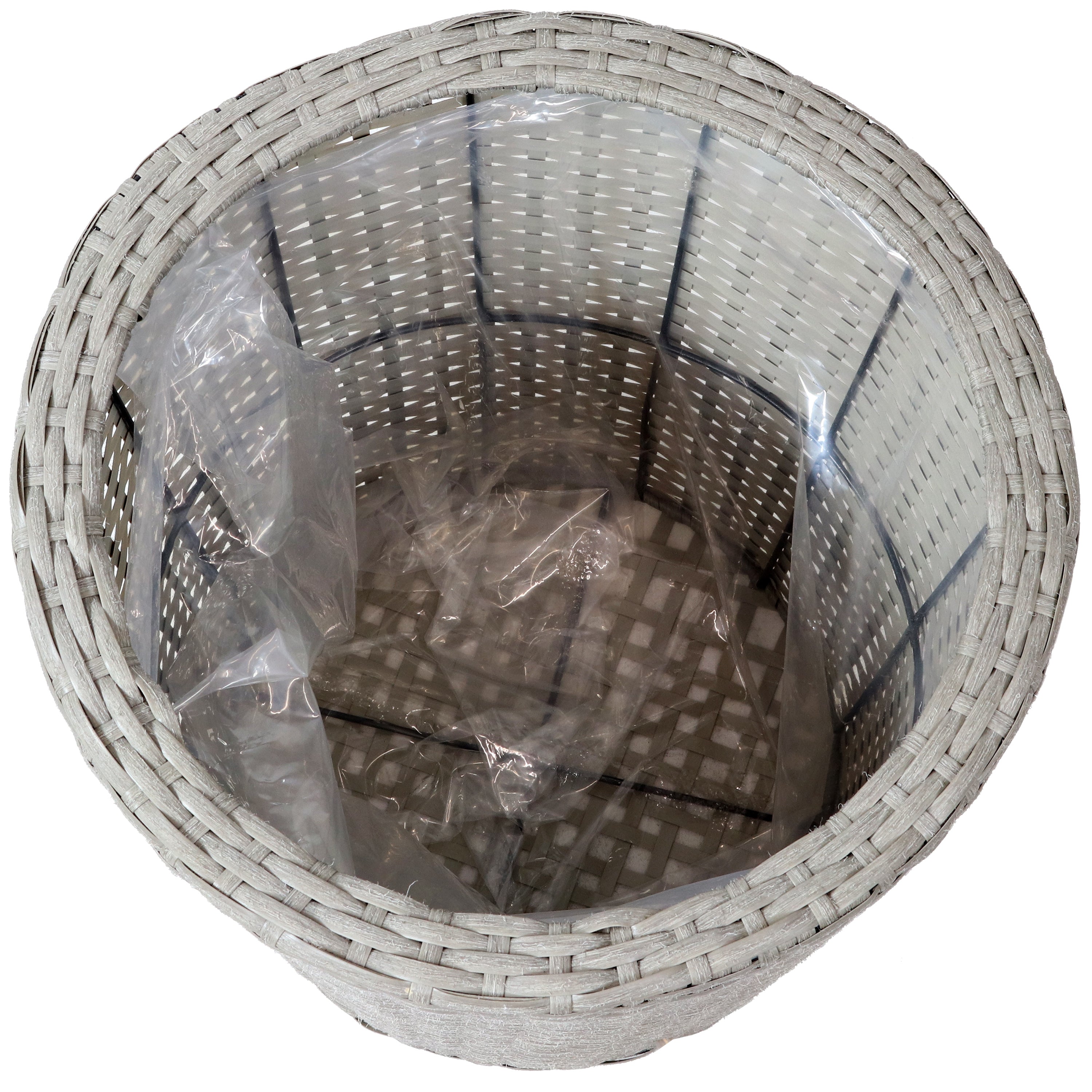 Sunnydaze Round Polyrattan Indoor Planters Set - 1 Large & 1 Small Modern Decorative Flower Pots for Home, Office, Living Room, Balcony Decor - Perfect for Succulents, Herbs & Houseplants