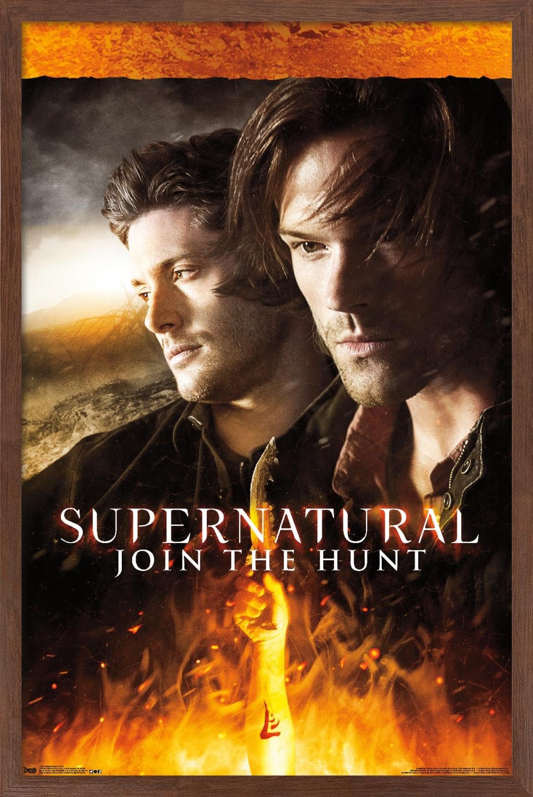 Trends International Supernatural Fire Wall Poster - 14.725 x 22.375 Inches Mahogany Framed Art Print - Perfect for Home Decor, Office, Bedroom & Gift Giving