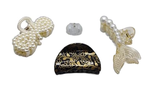 RICHI Collection Hair Claw Clips for Women - 4 Pack Hair Clutchers Accessories for Girls & Women - Perfect for Updos, Ponytails & Everyday Styling