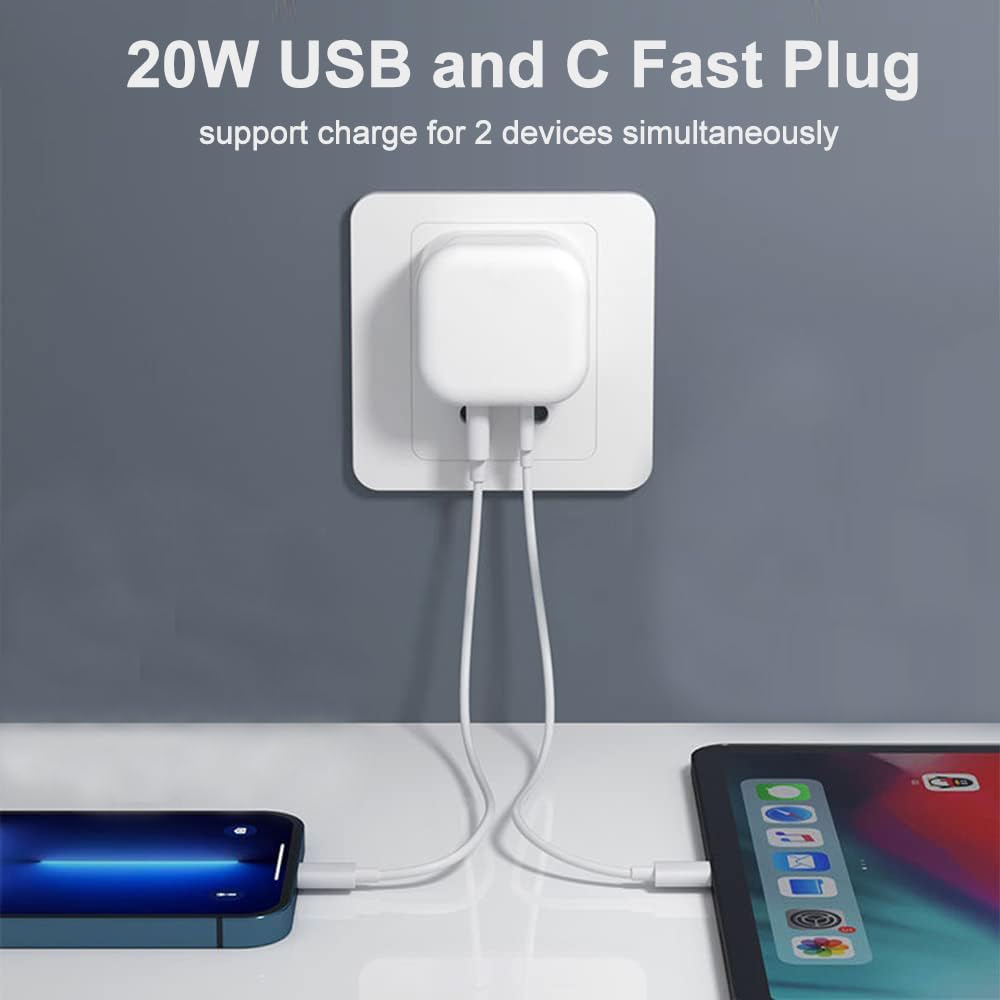 TEYASI 20W USB C Fast Charger Power Adapter - UK Plug for iPhone 16/16 Pro/15/15 Pro/15 Plus/15 Pro Max/14/14 Pro/14 Pro Max/13/13 Pro/12/11 & iPad - Quick Charge 3.0 Compatible for Home, Office & Travel Use