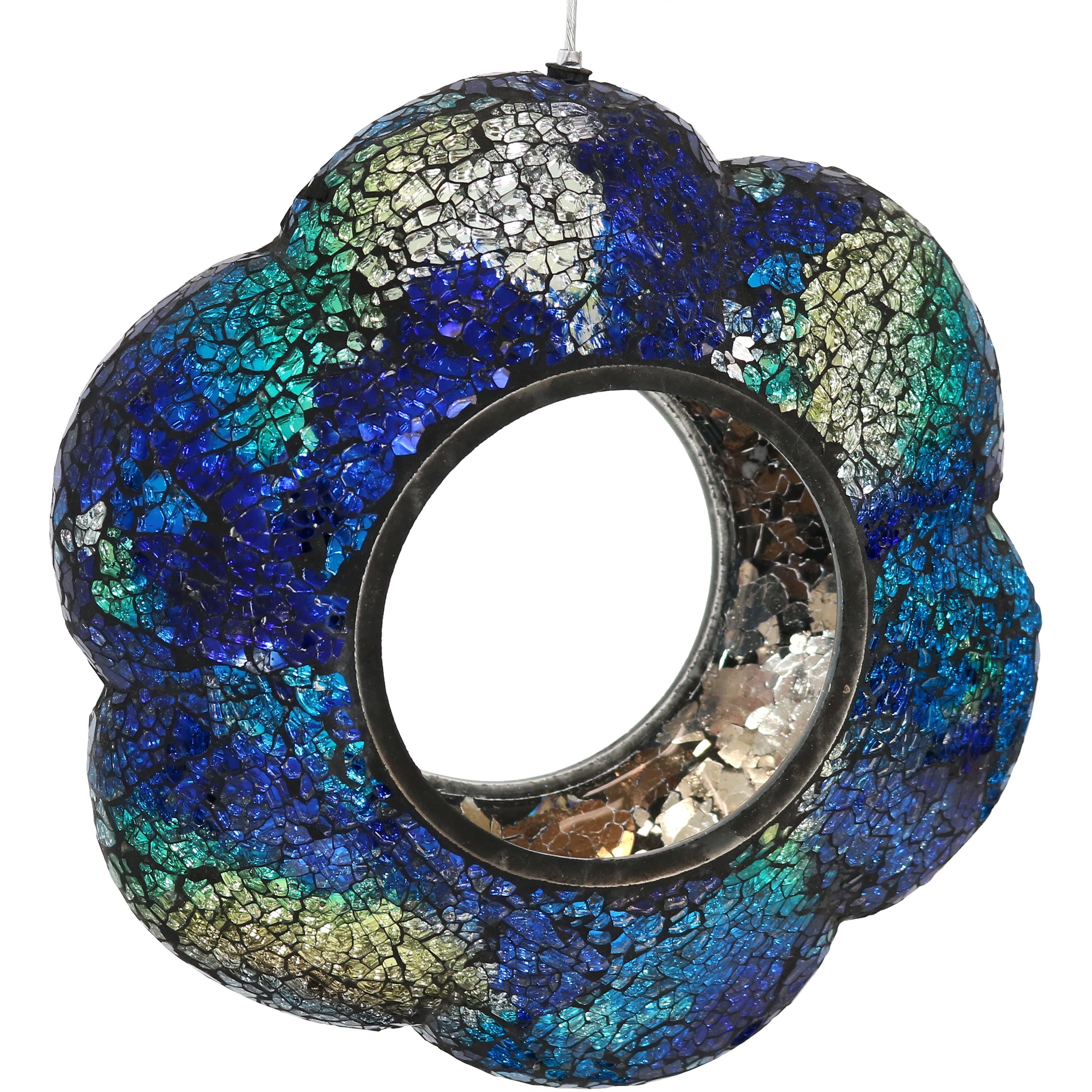 Sunnydaze Indigo Flower Hanging Outdoor Bird Feeder - Attracts Wild Birds, Durable Weather-Resistant Design - Perfect for Garden, Patio, and Backyard Decoration
