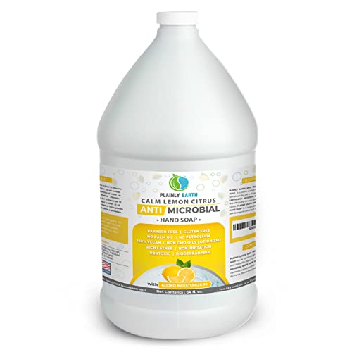 Antimicrobial Liquid Hand Soap Refill - 64oz Antibacterial Soap with Moisturizing Formula, Cruelty-Free & Vegan - Calm Lemon Citrus Scent for Home, Office, and Public Restrooms