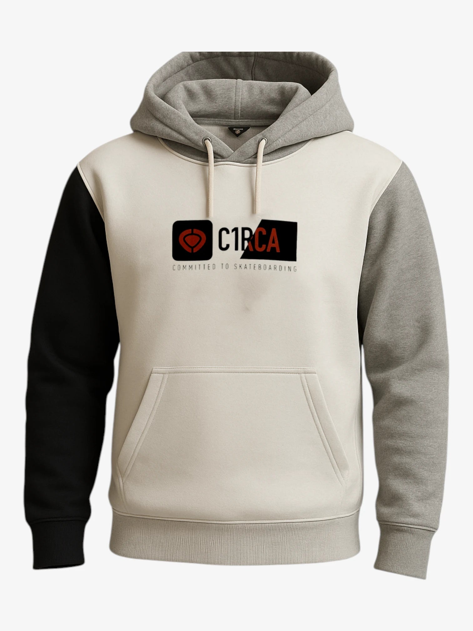 Circa Split Hoodie - White Cotton Pullover for Men & Women | Cozy Casual Wear for Street Style & Outdoor Activities