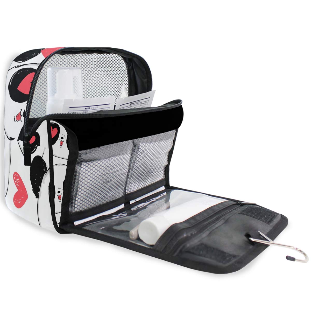 MOYYO Cute Panda Travel Hanging Toiletry Bag - Waterproof Cosmetic Makeup Organizer Pouch for Women & Girls - Perfect for Shower, Gym, Camping & Vacation Trips