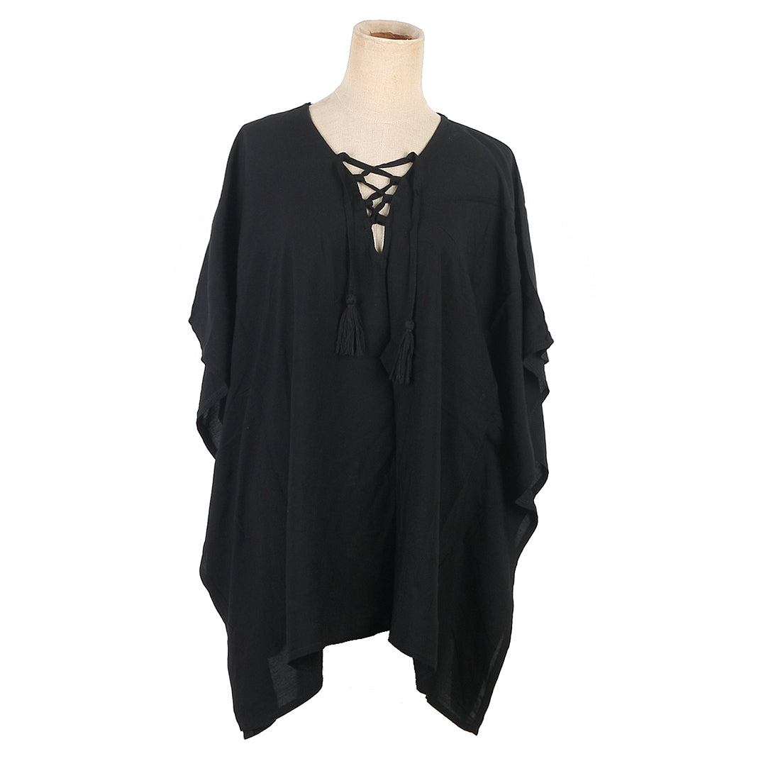 Nikki Solid Black Cover Up - Stylish Beach Cover Up for Women | Perfect for Poolside, Beach Vacations & Summer Outings