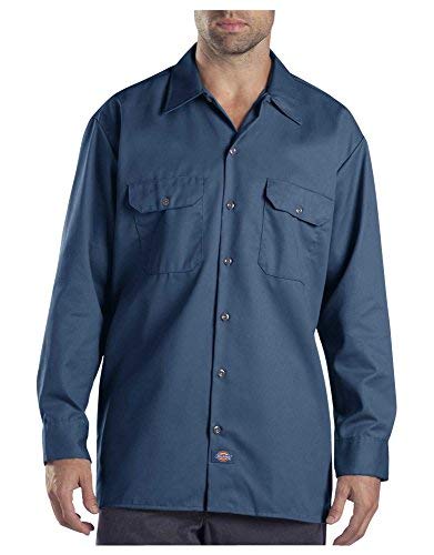 Dickies Men's Big and Tall Long Sleeve Work Shirt - Durable Cotton Workwear for Construction, Farming & Outdoor Jobs | Comfortable Button-Up Shirt for Tall Men