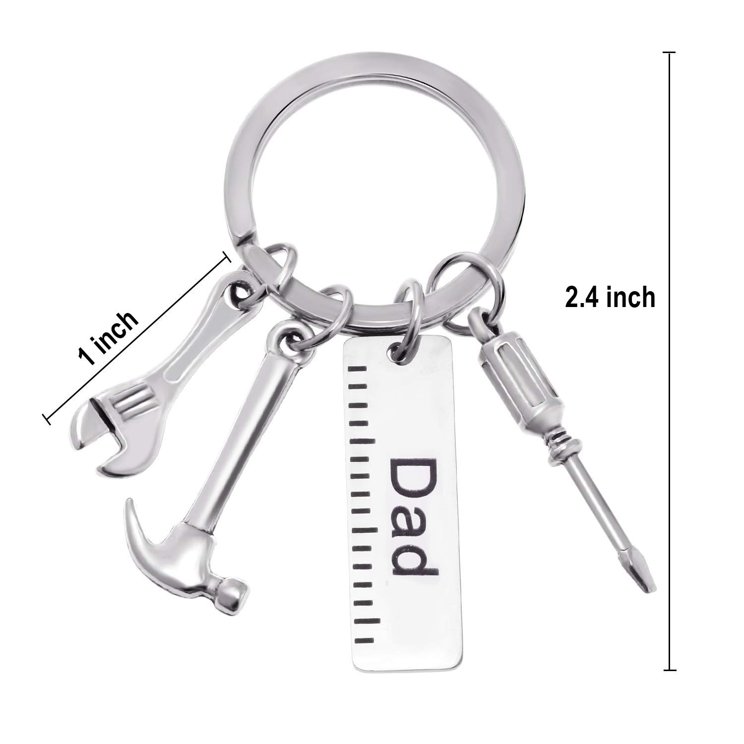 Multifunctional Pop Keychain Set - Ruler, Hammer, Wrench & Screwdriver Tools - Perfect Father's Day Gift for Dad from Daughter or Son - Great for DIY Projects, Home Repairs & Everyday Carry