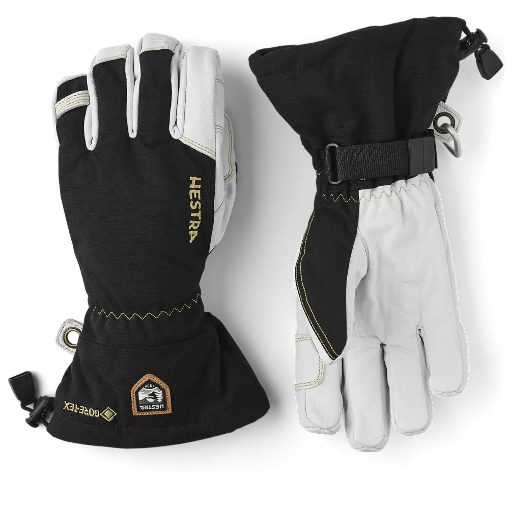 Hestra Army Leather Gore-Tex Ski Gloves - Waterproof, Windproof & Insulated for Extreme Cold Weather - Black | Perfect for Skiing, Snowboarding & Winter Outdoor Activities