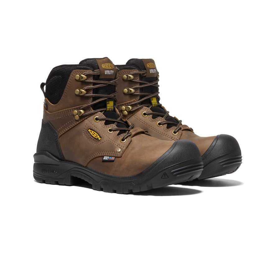 **Men's Independence 6 Waterproof Work Boots with Carbon Toe - Dark Earth & Black - Durable Safety Boots for Construction, Hiking & Outdoor Work**