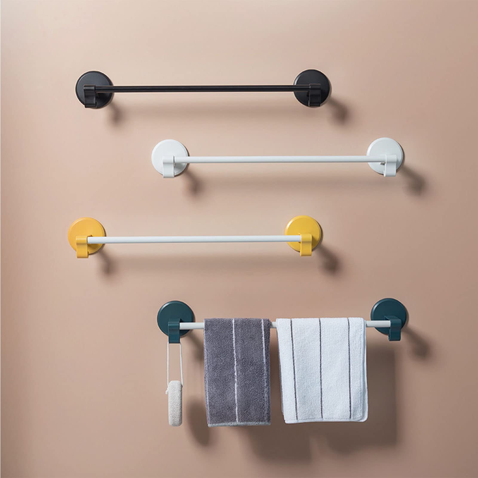 18 Inch White Wall Mounted Towel Bar for Bathroom - Heavy Duty Adhesive Towel Rack with Toilet Paper Holder & Slipper Storage - Perfect for Small Bathrooms, Apartments and RVs