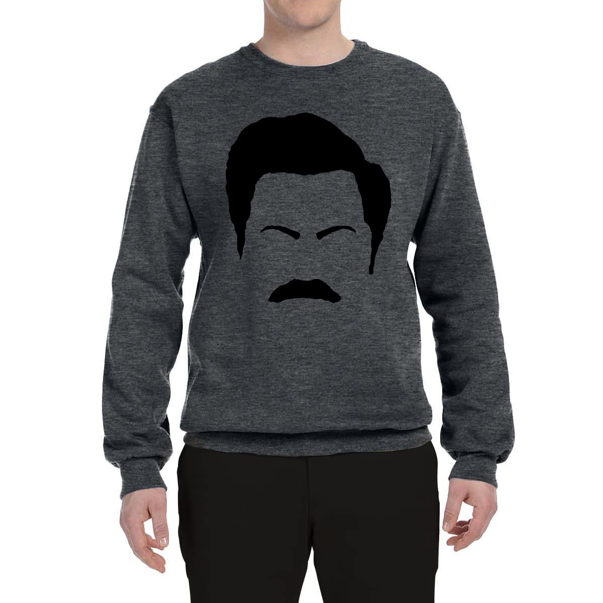 Wild Bobby Parks and Rec Fans Ron Swanson Mustache Graphic Sweatshirt | Pop Culture Unisex Crewneck | Perfect for TV Show Lovers & Comedy Fans