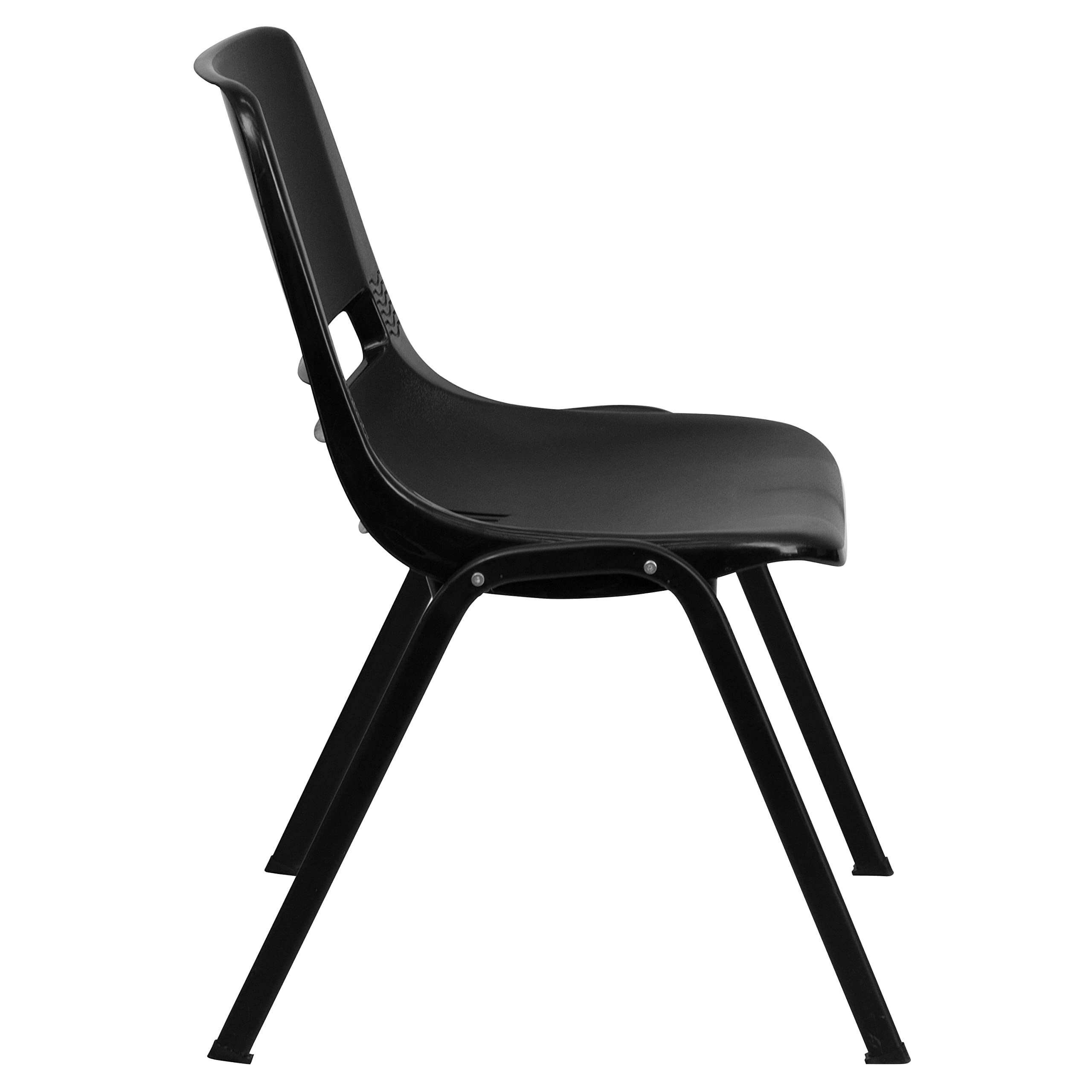 EMMA + OLIVER Black Ergonomic Shell Student Stack Chair - Comfortable Classroom & Office Guest Chair for School, Conference Room, and Home Study