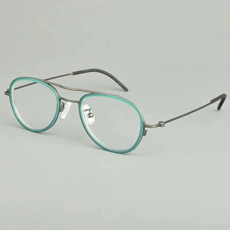 Stylish Aimee Unisex Full Rim Oval Double Bridge Titanium Acetate Eyeglasses Frame 14508 - Lightweight & Durable for Work, Reading & Everyday Fashion