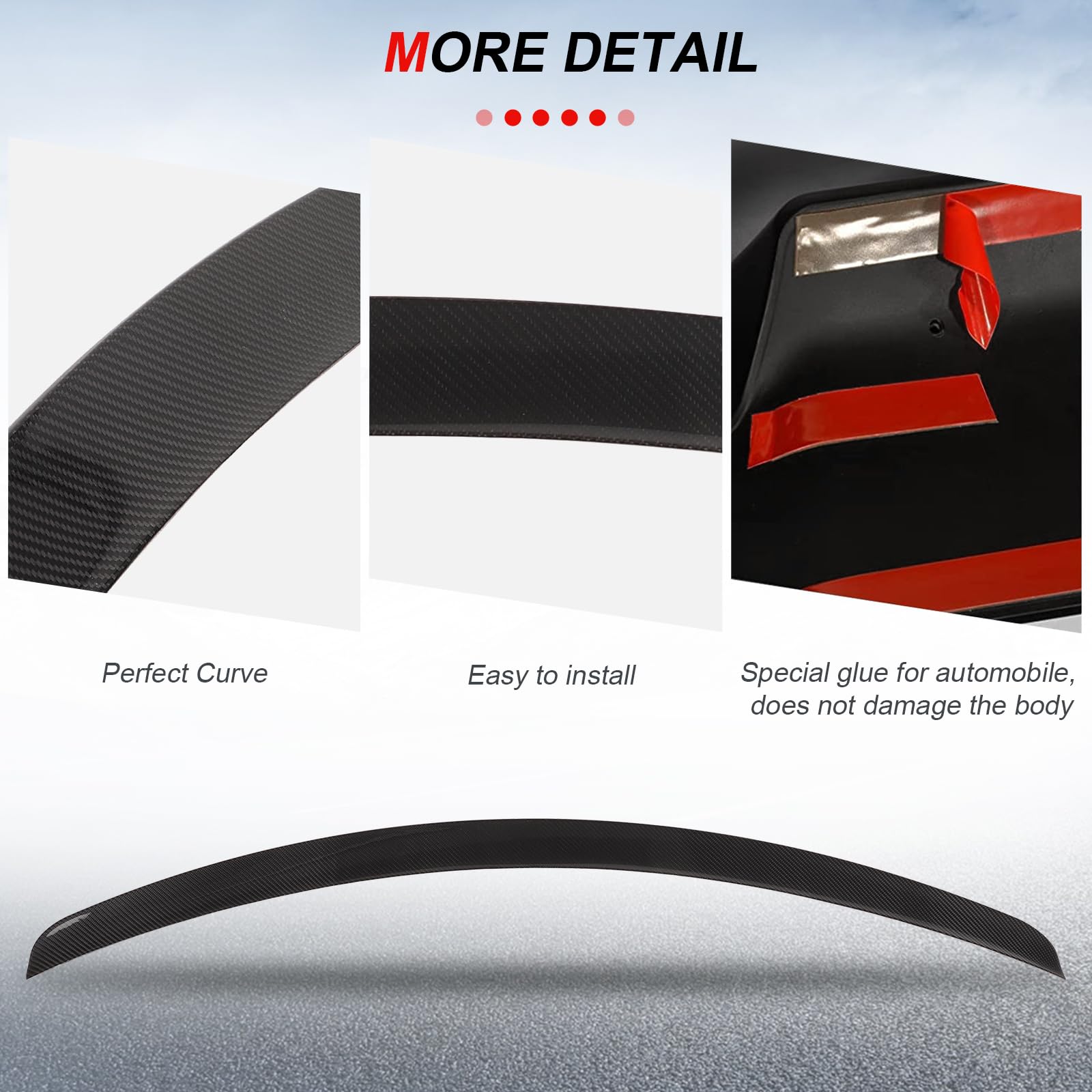 Glossy Black Carbon Fiber Rear Spoiler Wing for 2011-2014 Mercedes-Benz C180 - Stylish Trunk Spoiler Accessory | Enhances Aerodynamics & Sporty Look for Street Racing & Car Shows