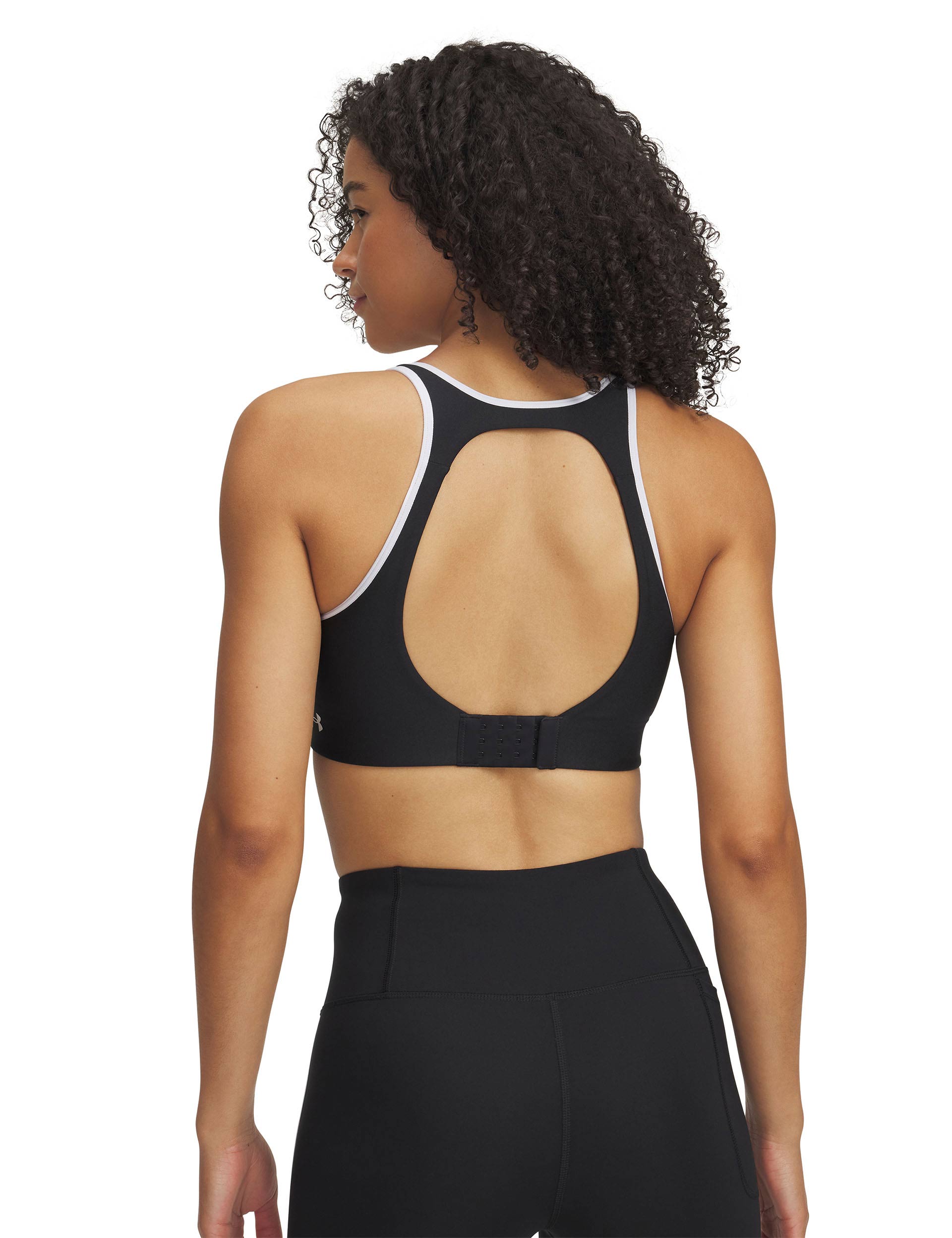 Infinity Mid Piped Sports Bra for Women - High Support Workout Top - Breathable & Moisture Wicking - Black/White - Perfect for Yoga, Running & Gym