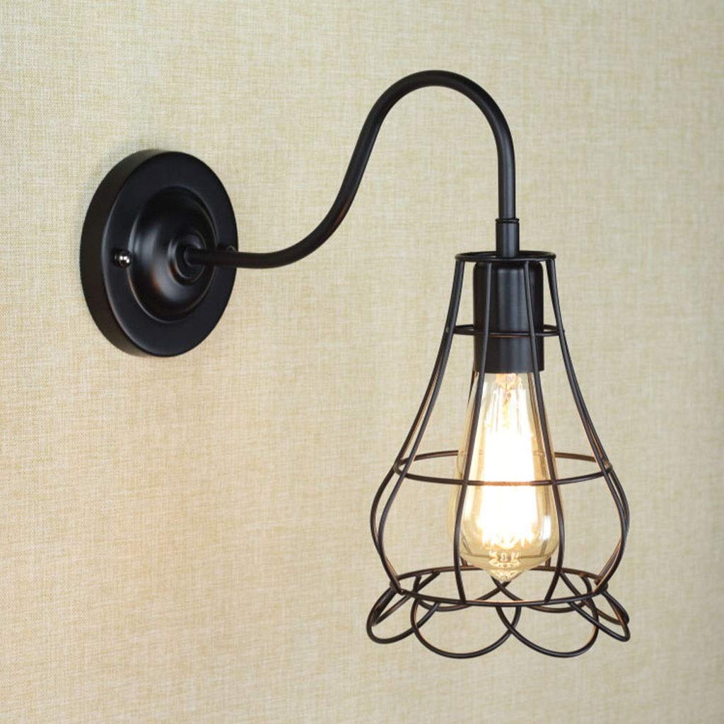 Vintage Industrial Bathroom Vanity Light - Metal Wire Cage Wall Sconce with Edison Bulb - Waterproof Rustic Lighting Fixture for Bathroom, Dressing Table, Mirror Cabinet, Living Room & Porch - Perfect for Farmhouse, Loft & Industrial Style Decor
