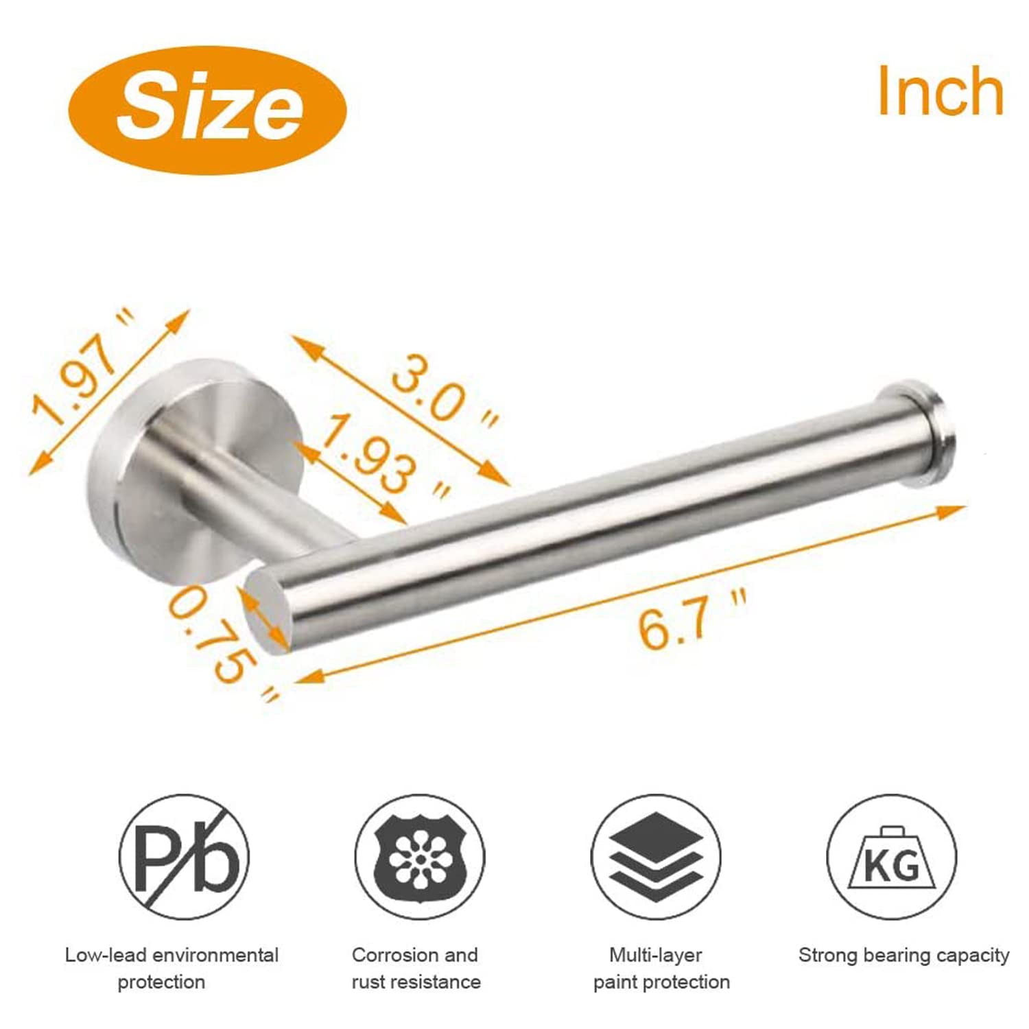 Sturdy 304 Stainless Steel Wall Mounted Toilet Paper Holder - Brushed Nickel Bathroom Tissue Roll Dispenser for Toilet, Kitchen & RV - Rustproof & Easy Installation Home Essential