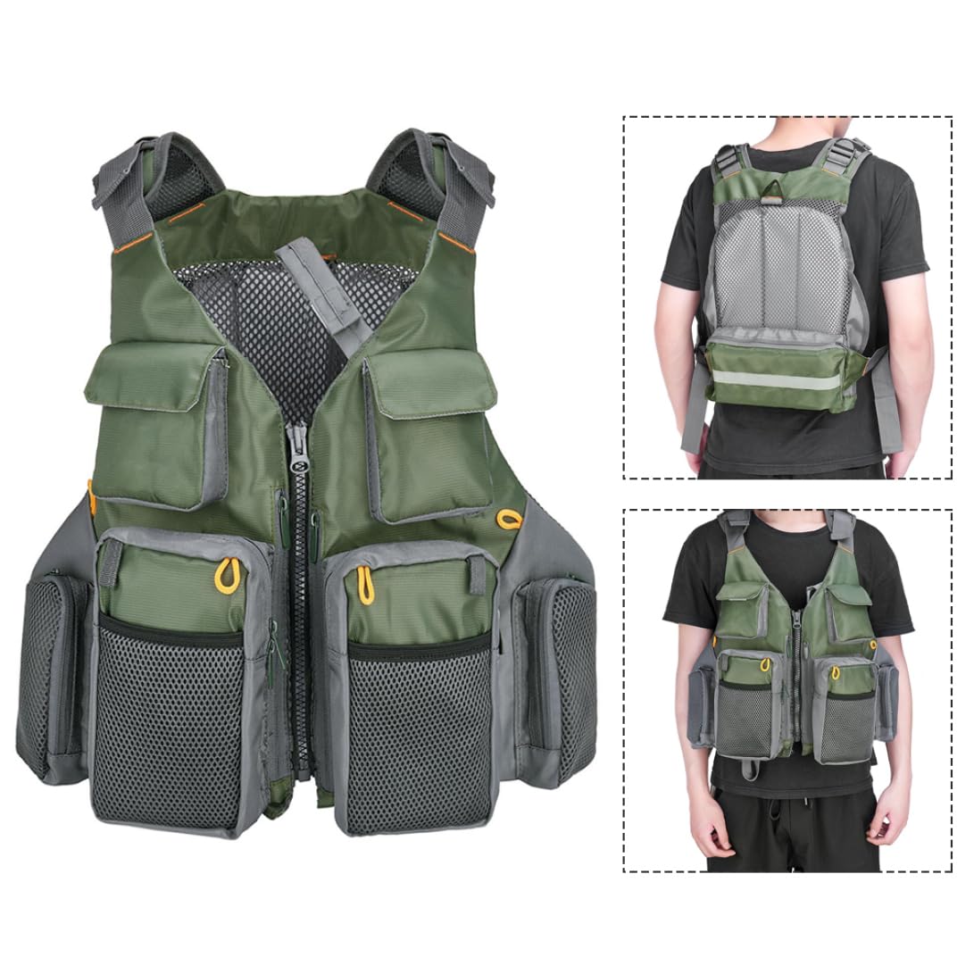 Adjustable Fishing Vest for Men & Women - Breathable Fly Fishing Waistcoat with Shoulder Pockets - Lightweight Outdoor Gear for Trout, Bass Fishing & Hiking