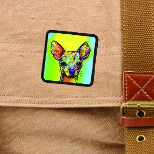 Dean Russo Art Chihuahua Decorative Peel & Stick Patch - Dog Lover Gift, DIY Craft, Jacket & Backpack Embellishment