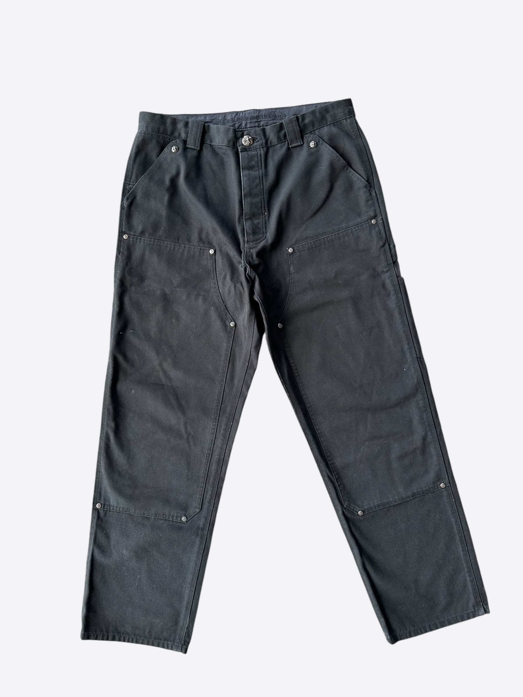 Chrome Hearts Black Carpenter Pants for Men - Heavy Duty Workwear with Multiple Pockets | Perfect for Construction, Carpentry & Outdoor Activities
