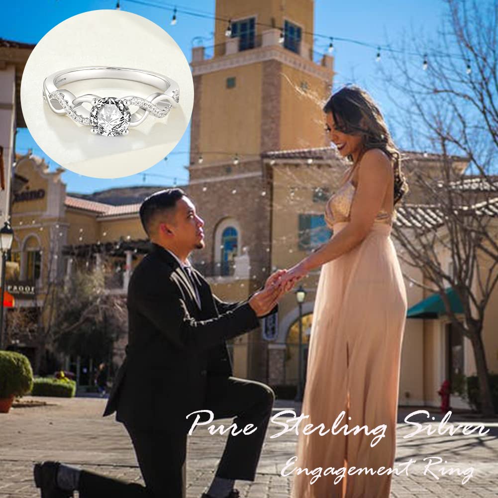 STARCHENIE Sterling Silver Infinity Rings for Women - Elegant Twist Criss-Cross Cubic Zirconia Wedding Band, Promise Ring & Fashion Jewelry | Perfect for Anniversary Gifts, Date Nights & Everyday Wear