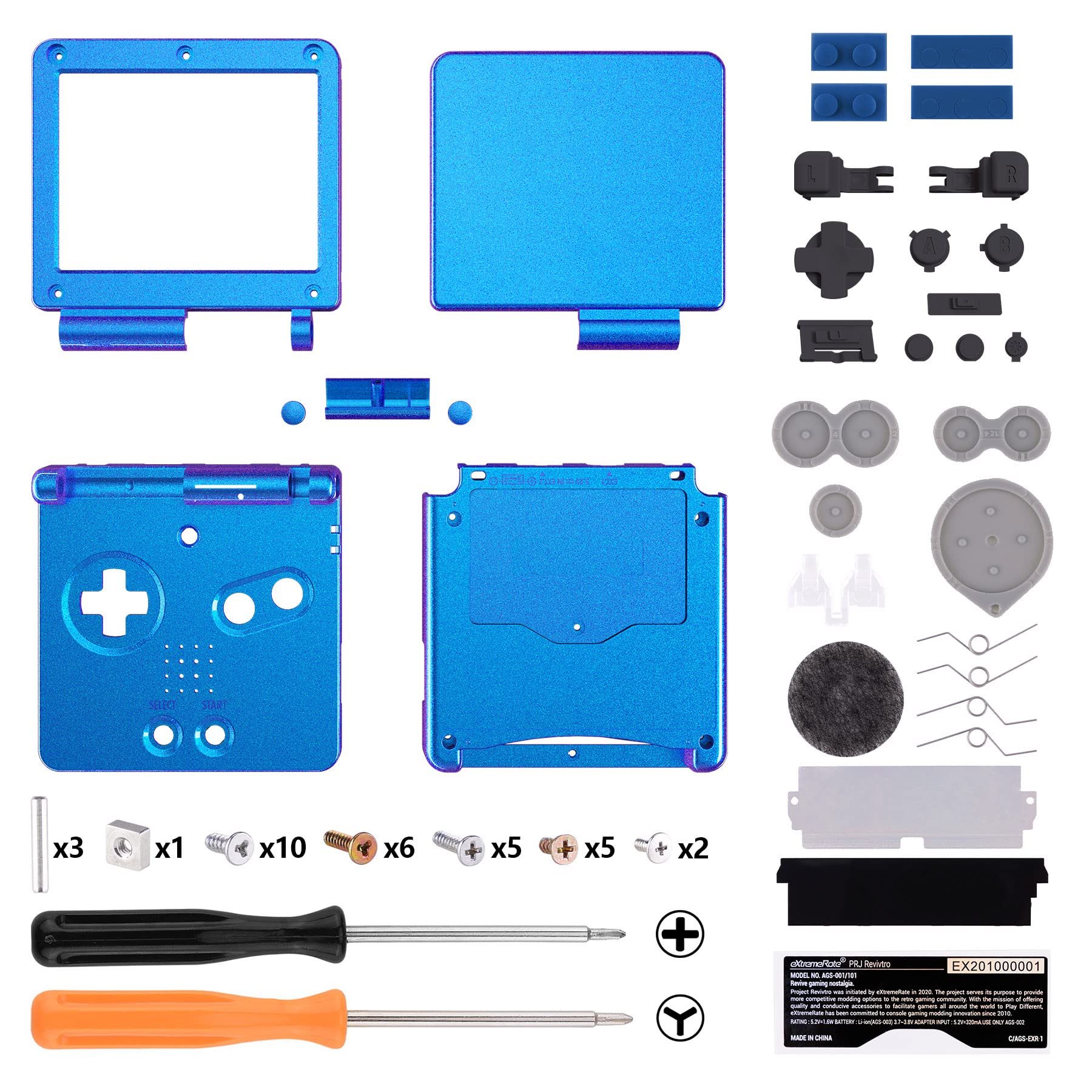 eXtremeRate Chameleon Purple Blue Glossy Replacement Shell for Gameboy Advance SP GBA SP - Compatible with IPS & Standard LCD Screens - DIY Custom Housing Case - Perfect for Game Console Modding & Retro Gaming Enthusiasts (Console & Screen Not Included)