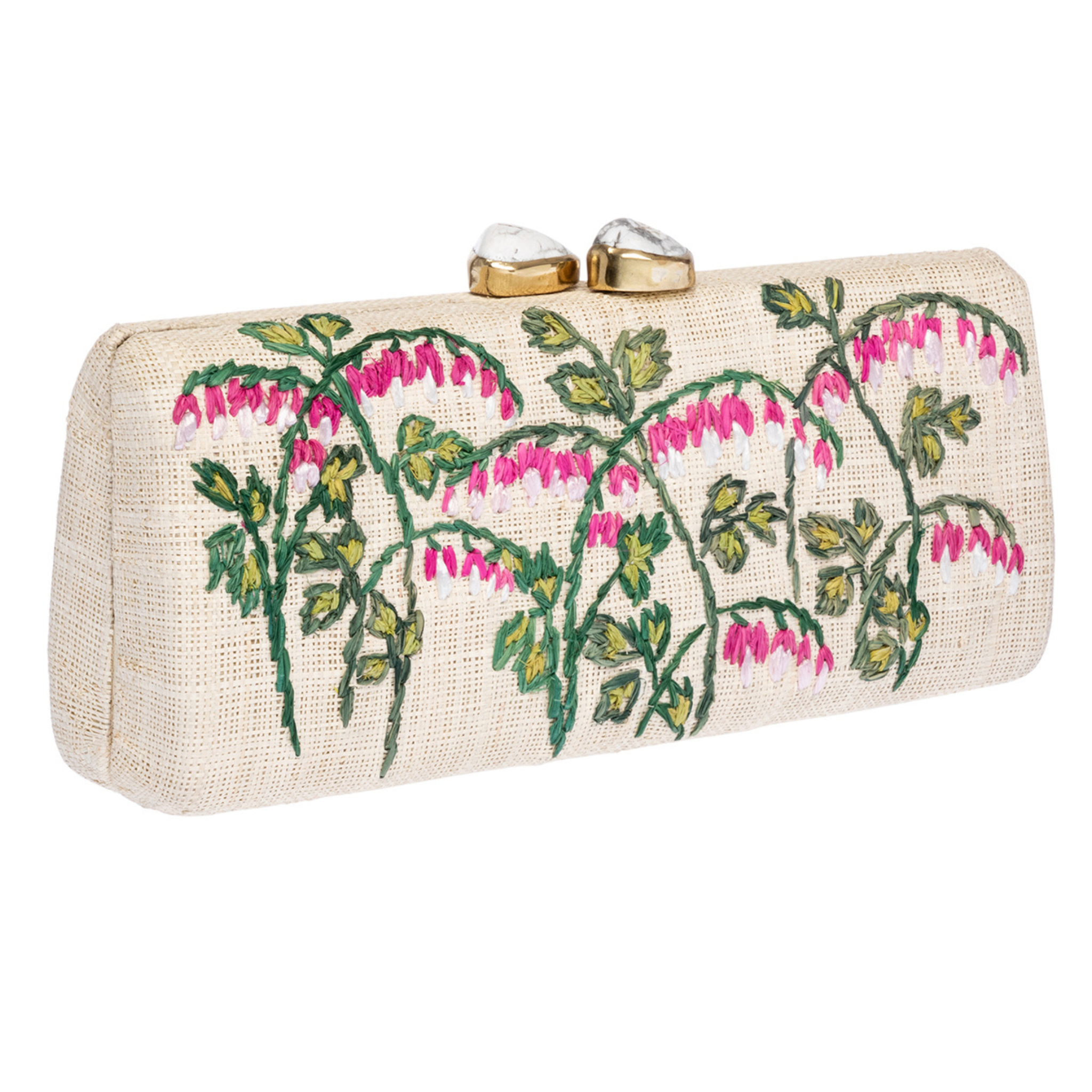 Alessandra Long Clutch Handbag - Natural & Fuchsia Crossbody Purse for Women | Perfect for Evening Parties, Weddings & Special Occasions