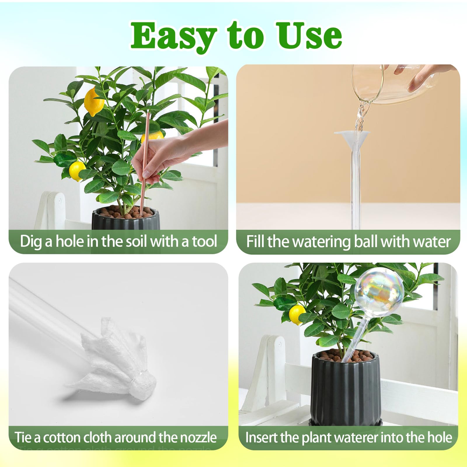 6PCS Iridescent Rainbow Glass Plant Watering Globes - Self Watering Spikes & Automatic Plant Waterer for Indoor/Outdoor Plants - Perfect for Vacation Care, Office Decor, and Home Gardening