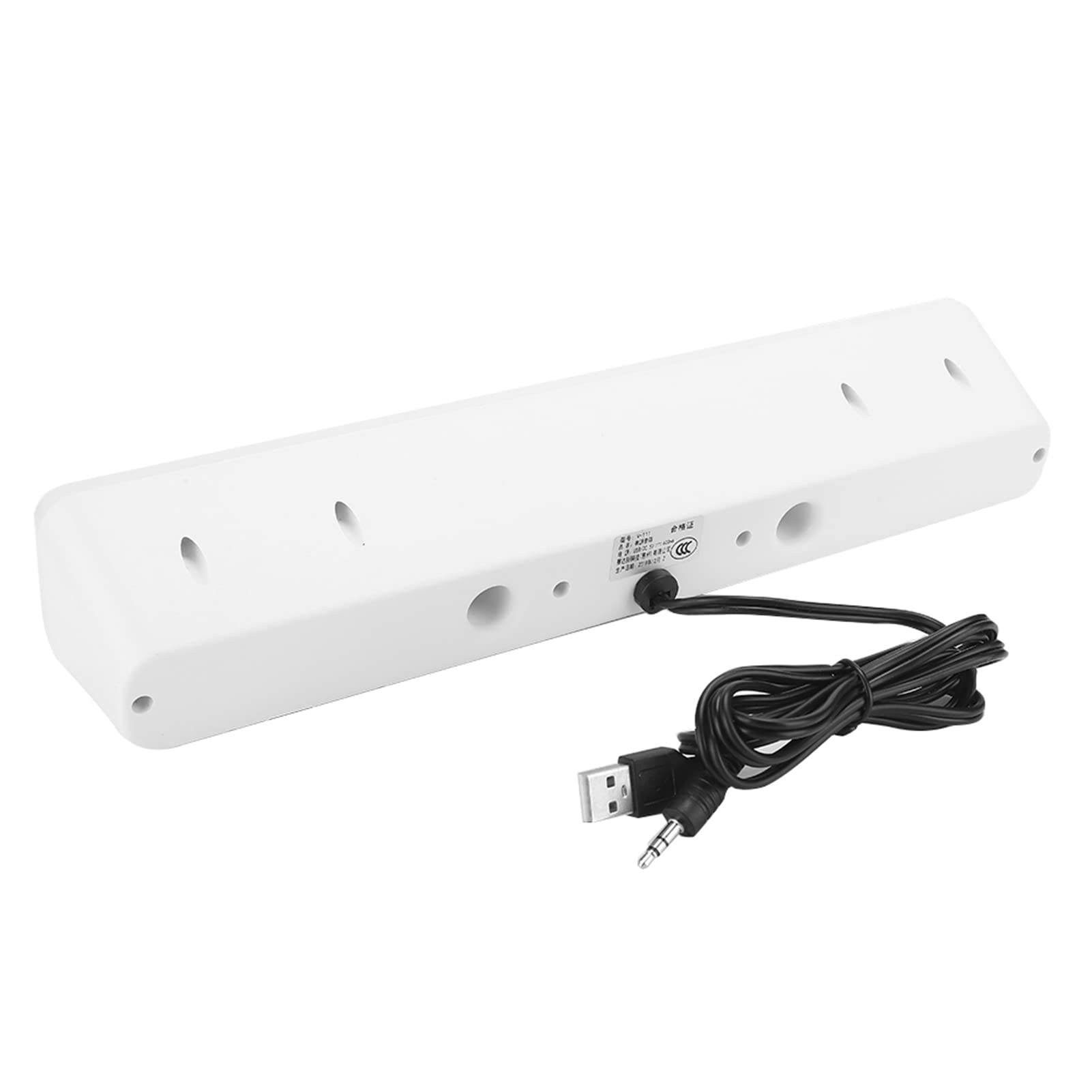 Portable Notebook Speaker - Mini Wired Soundbar with 3.5mm Universal Jack for Laptop, Desktop PC, Computer | Compact Audio Solution for Dorm, Office & Home Workspace (White) | Perfect for Video Calls, Gaming & Music Listening