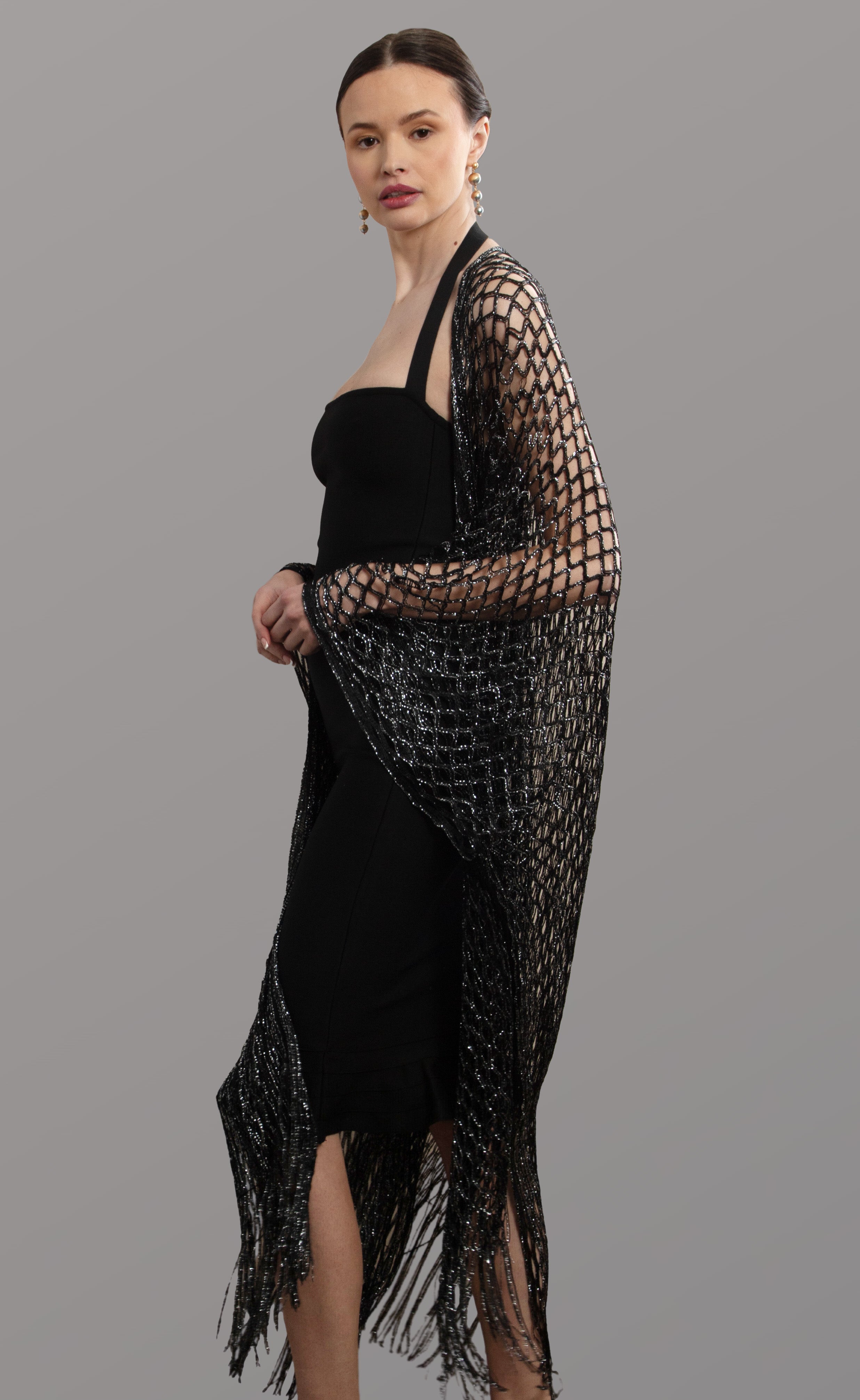 Stylish Metallic Fringe Kimono Jacket for Women - Boho Chic Cover Up - Perfect for Beach, Festival, and Evening Wear