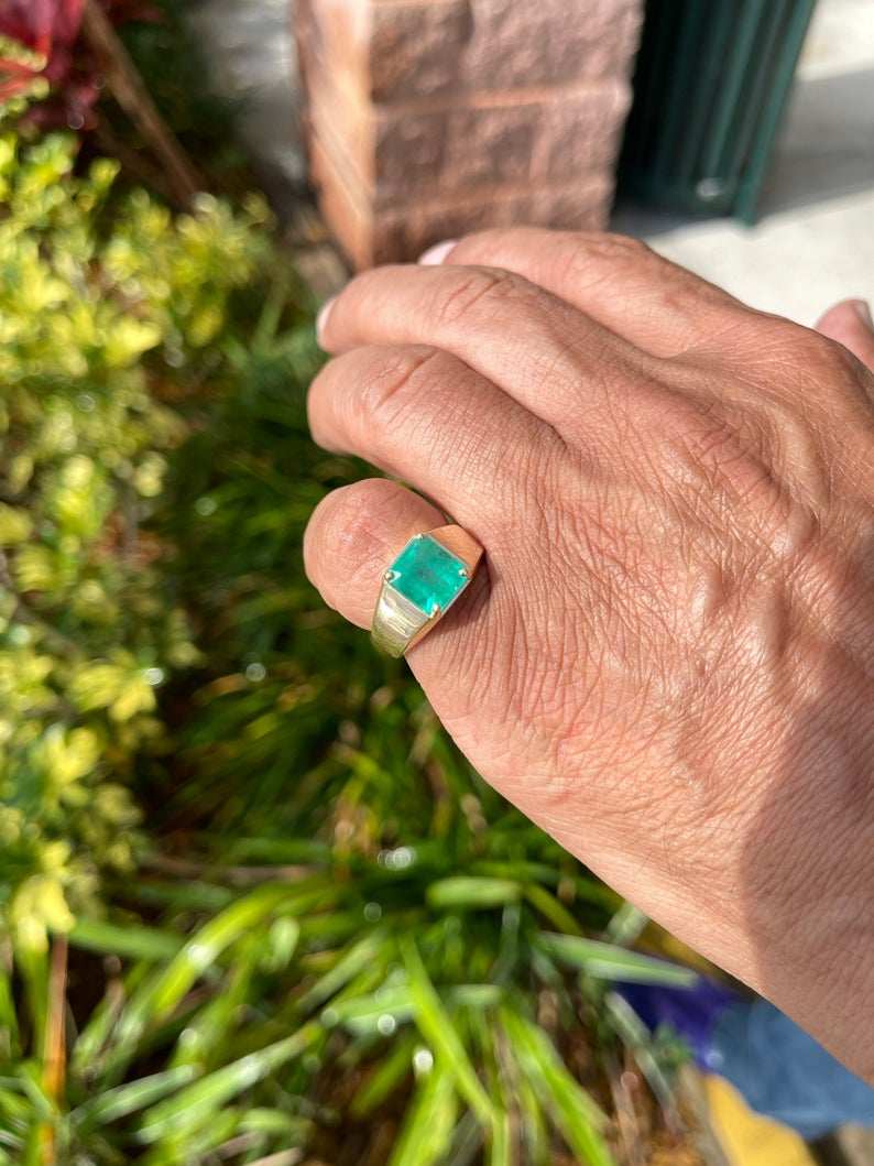 3.63 Carat Emerald Cut Green Emerald Men's Ring for Business Professionals - Perfect for Executive Gifts, Weddings & Formal Occasions