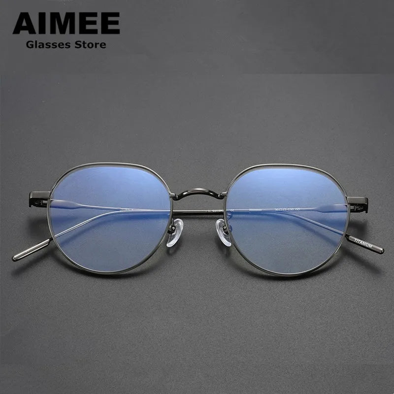 Aimee Women's Full Rim Flat Top Round Titanium Eyeglasses Frame 13850 - Lightweight & Durable for Work, Reading & Fashion