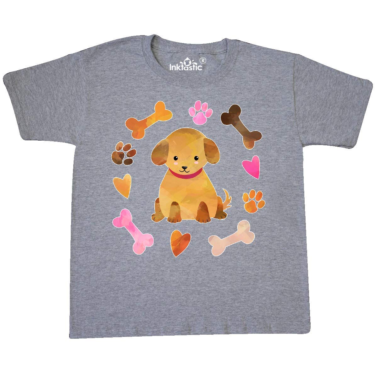 Inktastic Cute Puppy Valentine with Hearts and Bones Youth T-Shirt - Adorable Dog Lover Gift for Kids, Boys & Girls - Perfect for Valentine's Day, Birthdays & Casual Wear