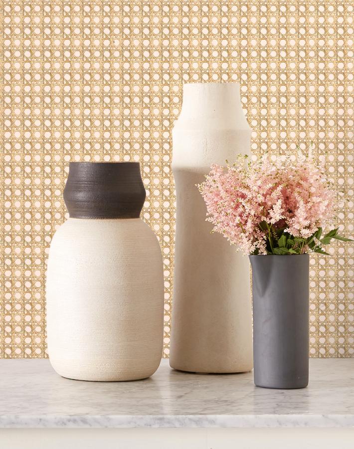 Wallshoppe Faux Caning Wallpaper - Peach Textured Peel and Stick Wallpaper for Bedroom, Living Room, and Bathroom Decor