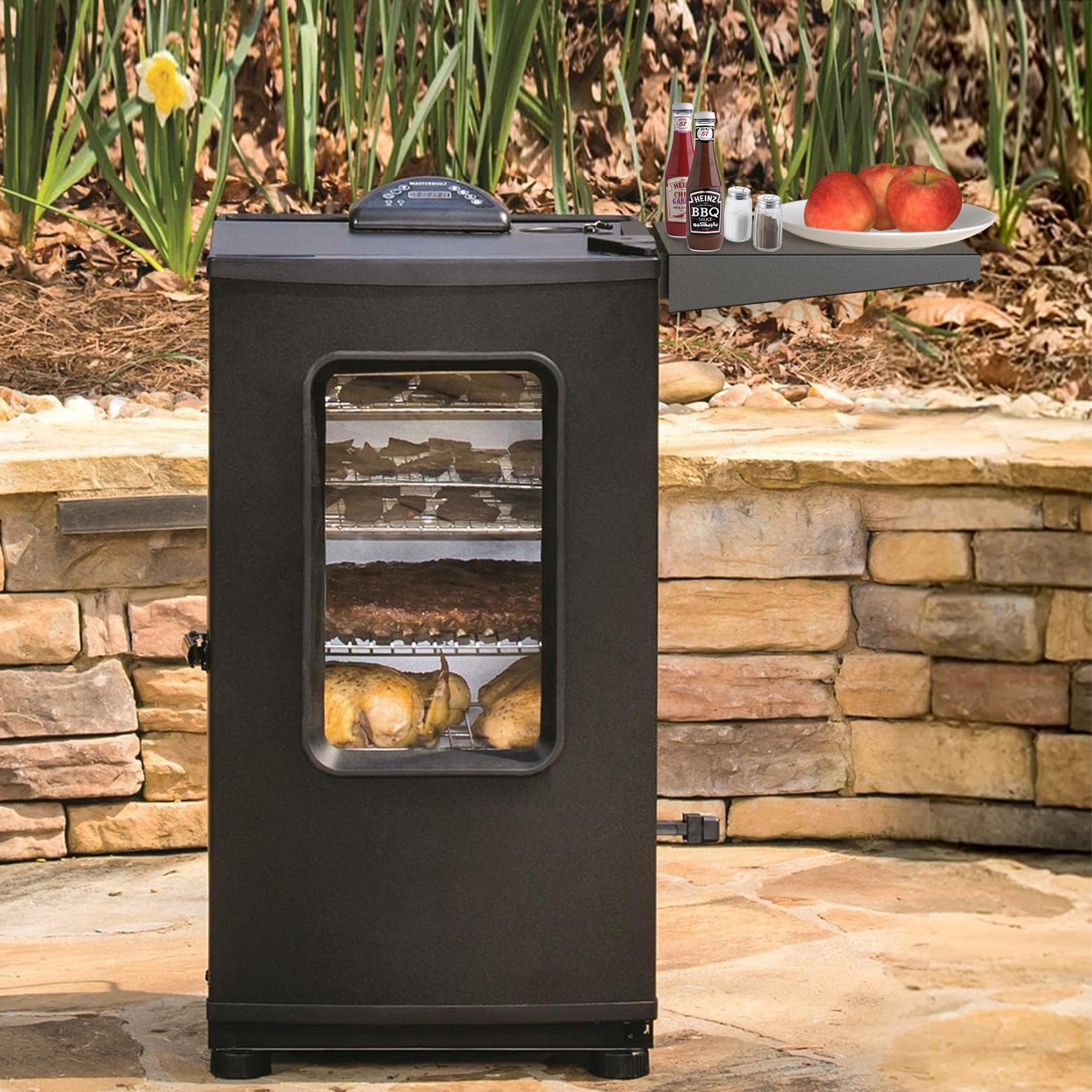 OnlyFire Electric Smoker Side Shelf for Masterbuilt 30'' & 40'' Digital Electric Smokers - Extra Cooking Space Accessory | Perfect for Grilling, Smoking & Outdoor BBQ (Black)