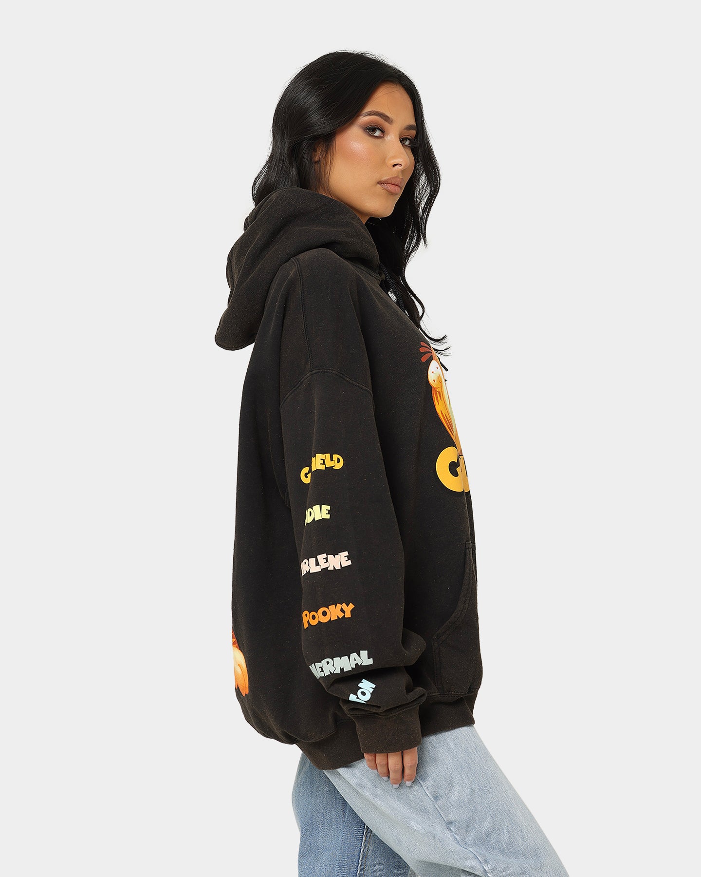 Vintage Garfield Hoodie - Black Wash | American Thrift | Retro Cartoon Sweatshirt for Men & Women | Perfect for Casual Wear, Cosplay & Gift Giving