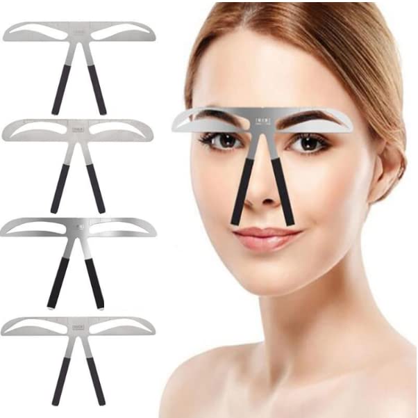 Utoolmart Stainless Steel Eyebrow Shaping Ruler - 3-Point Positioning Eyebrow Template for Precise Shaping | Reusable Makeup Tool Kit for Perfect Eyebrow Arch | Ideal for Home & Professional Salon Use