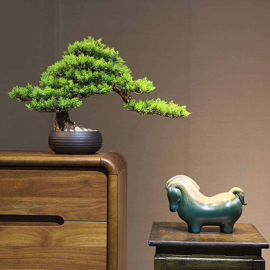 Artificial Bonsai Tree - Realistic Fake Pine Potted Plant for Home & Office Decor | Desk Decoration, Indoor Greenery, Zen Garden Accent
