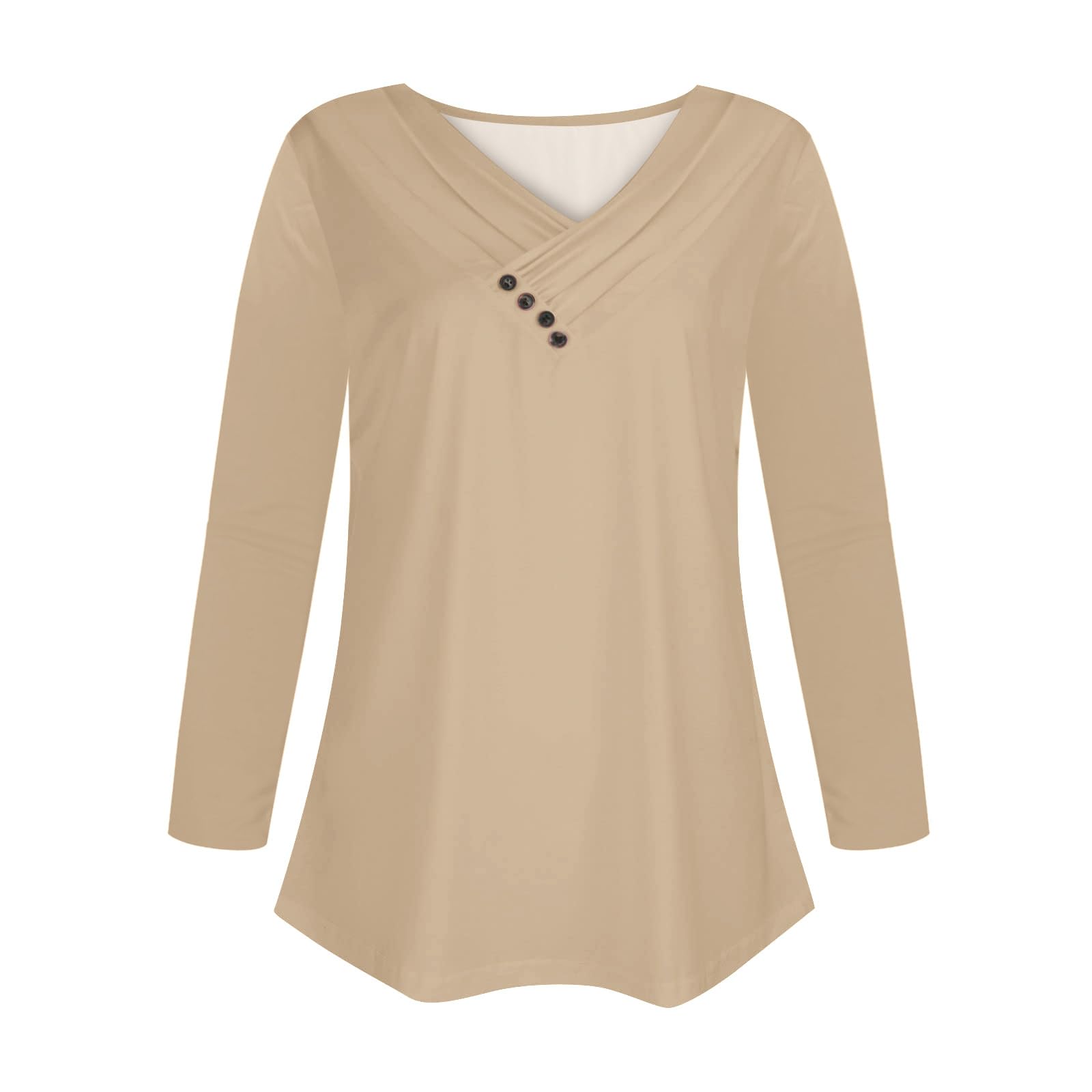 Women's Long Sleeve V-Neck Button Down Shirts - Fall Casual Solid Color Tops 2024 | Office Wear, Date Night & Everyday Outfits