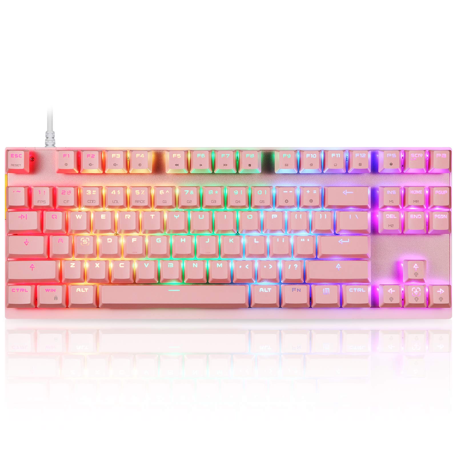 MOTOSPEED Professional Mechanical Gaming Keyboard - RGB Rainbow Backlit, 87 Keys, USB Wired Keyboard for PC, Mac, Laptop - Perfect for Gaming, Typing & Office Work