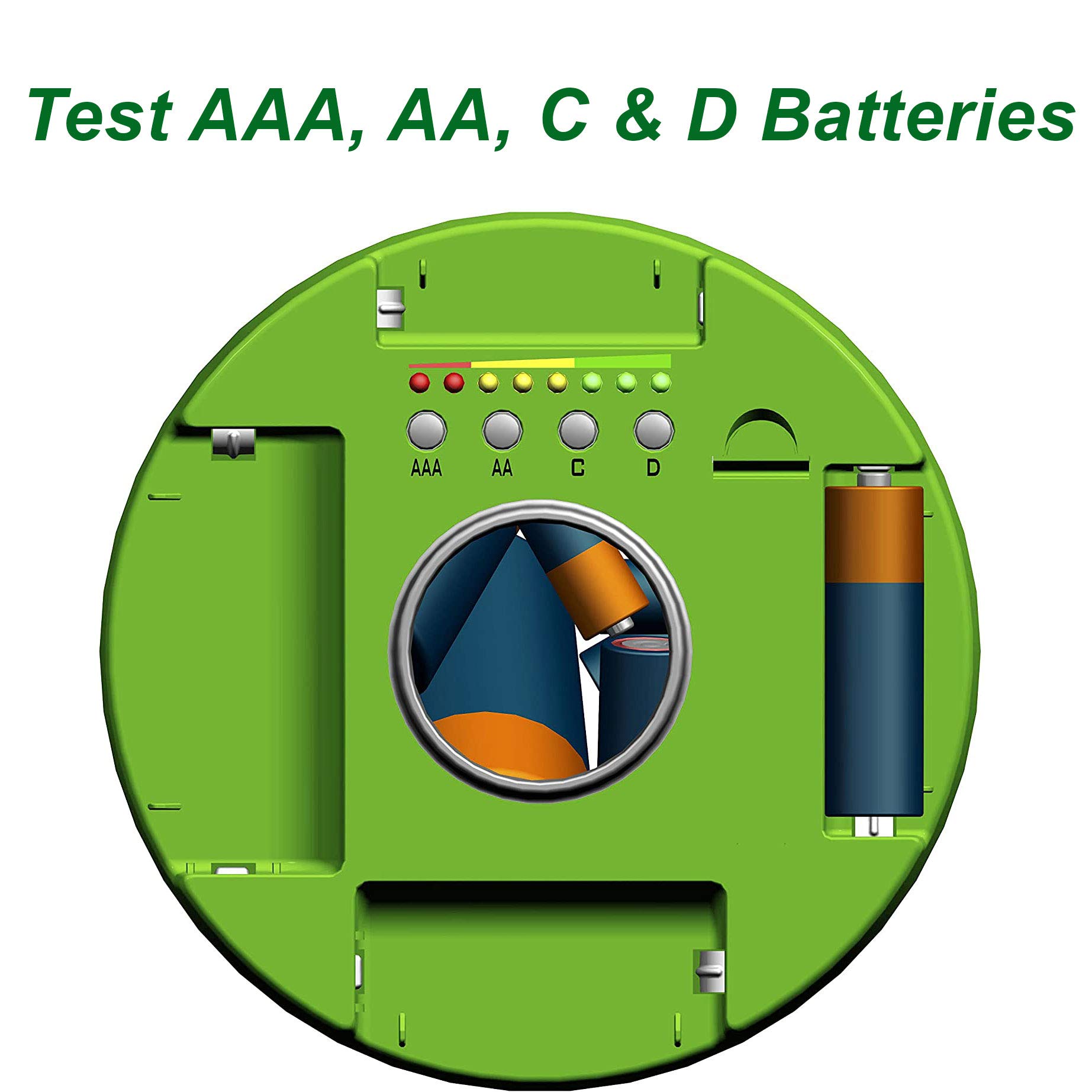 ECO Battery Bin - Test, Store & Recycle AA AAA C D Batteries | Safe Battery Organizer for Home, Office & Garage | Perfect for Household, Electronics & Toy Batteries