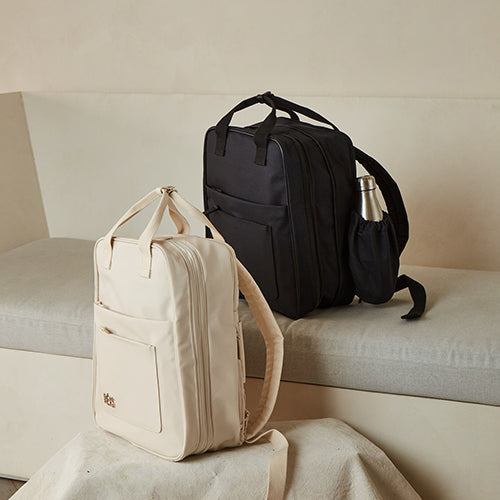 Expandable Beige Backpack for Travel, Hiking & Daily Use - Lightweight & Durable with Extra Storage Space