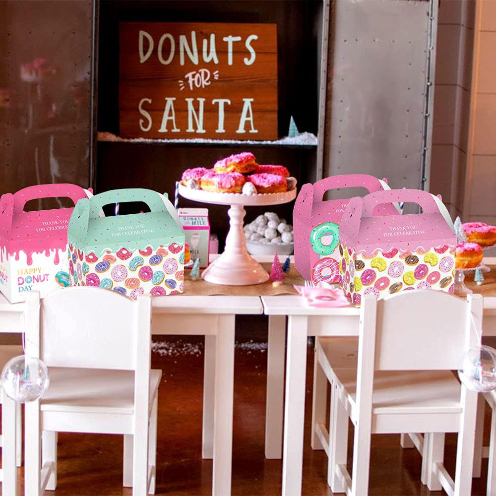 12 Pack Donut Party Favor Bags - Colorful Candy & Goodie Bags for Kids Birthday Parties, Baby Showers & School Events - Fun Donut-Themed Party Supplies for Celebrations