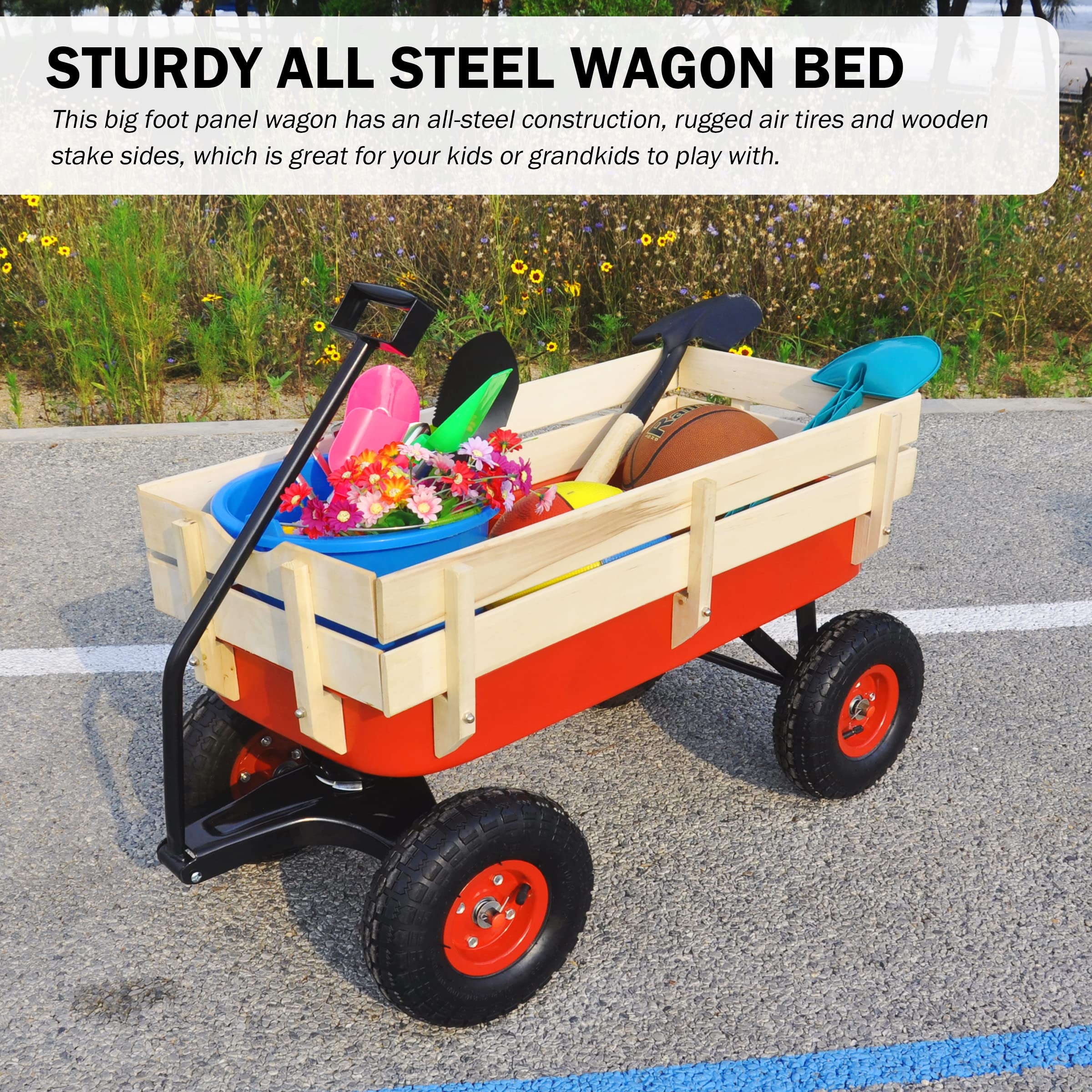 Heavy Duty Steel & Wooden Utility Wagon with 10