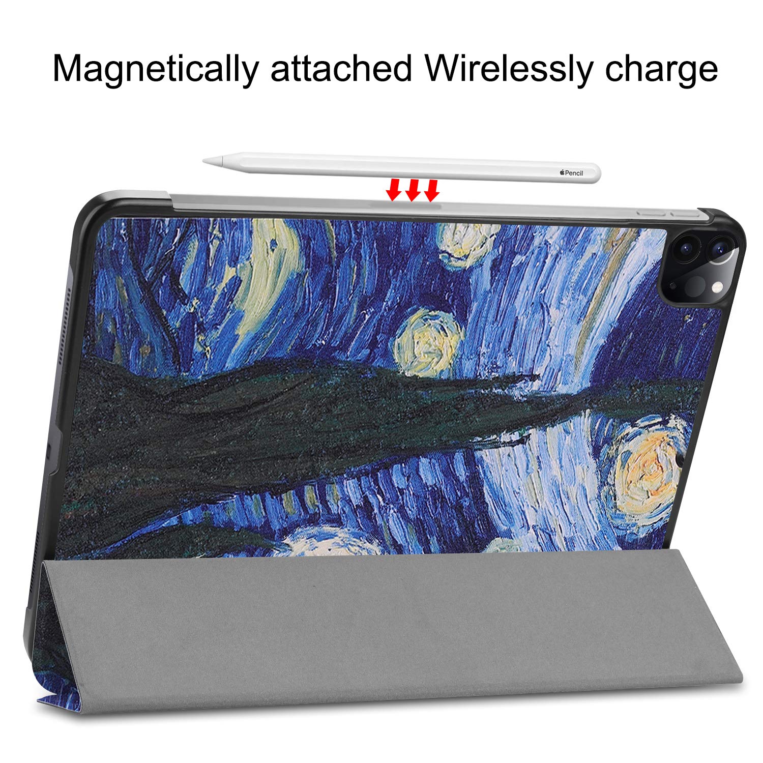 Slim Tri-Fold Stand Case for iPad Pro 11 Inch (3rd/2nd Gen 2021/2020) - Auto Sleep/Wake, Apple Pencil Charging & Pairing, Lightweight Protective Cover (Starry Sky) - Perfect for Work, Travel & Home Use
