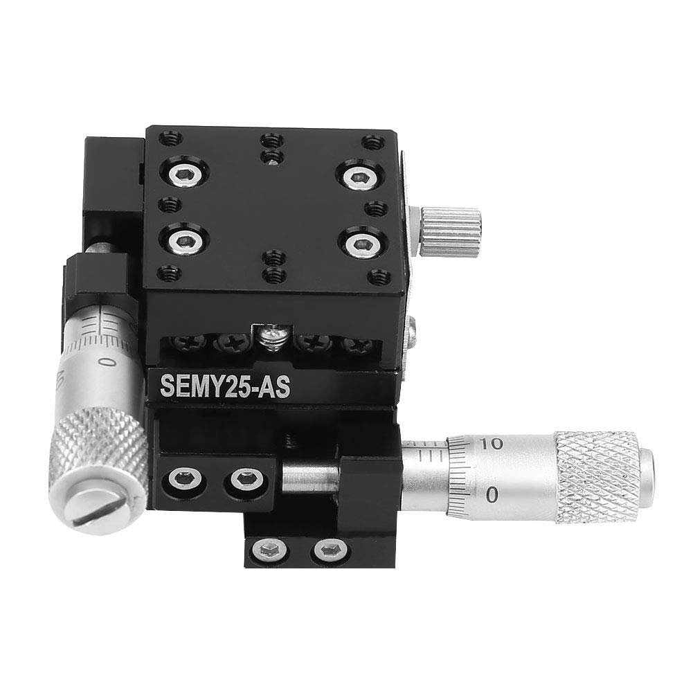 Precision XY Linear Stage 25x25x30mm - 0.01mm Micrometer Fine Adjustment Slide Table with Roller Guide for Microscopy, Laser Alignment & CNC Positioning - Manual XY Axis Positioning Platform for Lab Equipment & Industrial Applications
